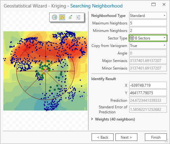 Sector Type set to 8 Sectors on the Searching Neighborhood page