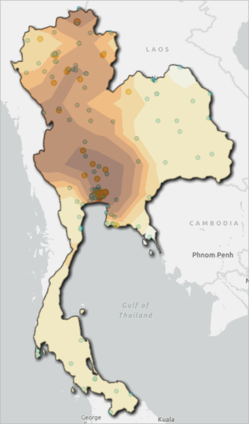 Map of air quality in Thailand