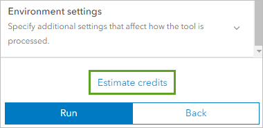 Estimate credits button