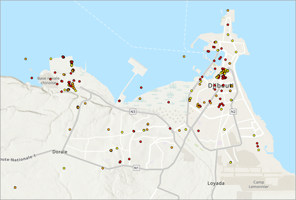 Map with the cotraveler analysis result layer