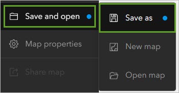 Save as on the Save and open menu on the Contents toolbar