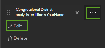 Edit button for the Congressional District analysis for Illinois map