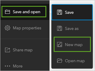 New map in the Save and open menu