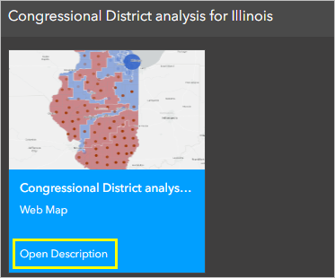 Open Description button for the Congressional District analysis for Illinois map