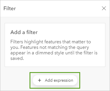 Add expression button in the Filter pane