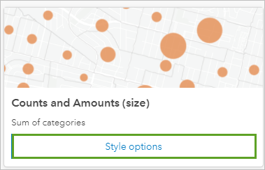Style options button for the Counts and Amounts (size) style