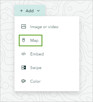Map option in the Add menu