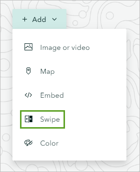 Swipe option in the Add menu