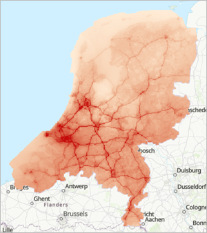 Map of Netherlands showing nitrogen oxide levels