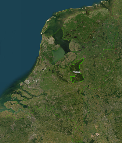 Map zoomed to the Netherlands with satellite imagery