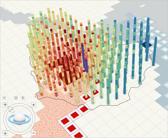 Oblique view of the PM25_Ethiopia layer