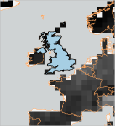 United Kingdom selected on the map