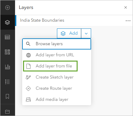 Add layer from file in the Layers pane