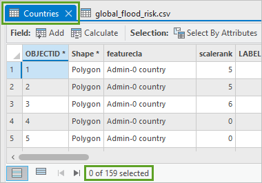 Record count below attribute table