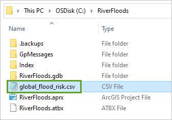 global_flood_risk.csv in Windows Explorer