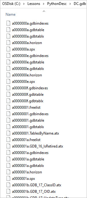 The geodatabase contents