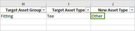 New Asset Type value for row 8