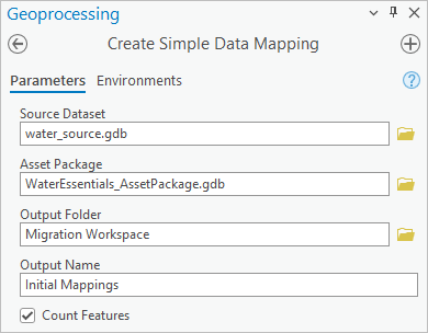 Create Simple Data Mapping tool parameters