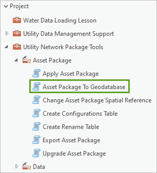 Asset Package To Geodatabase tool