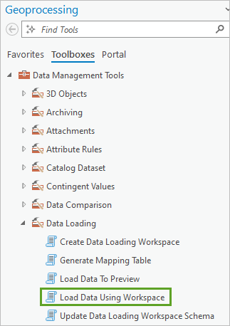 Load Data Using Workspace tool