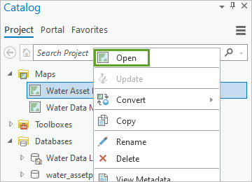 Open the Water Asset Package map.