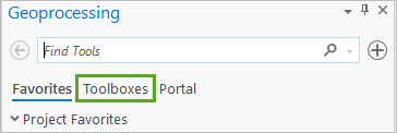 Toolboxes tab in the Geoprocessing pane