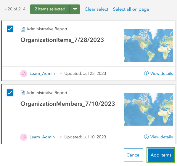 Add organizational reports to the group