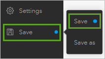 Save in the Save menu on the dashboard toolbar