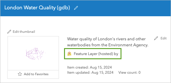 Feature Layer (hosted) item type