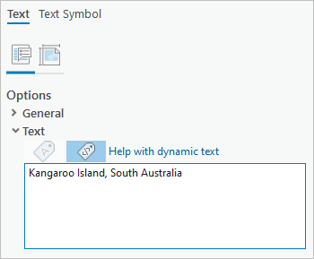 Text in the Element pane