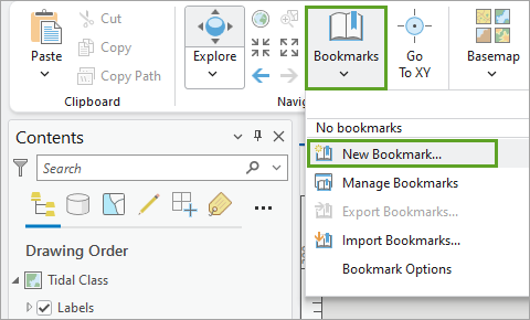 New Bookmark option in the Bookmarks gallery