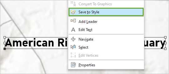 Save to Style option in the text element's context menu