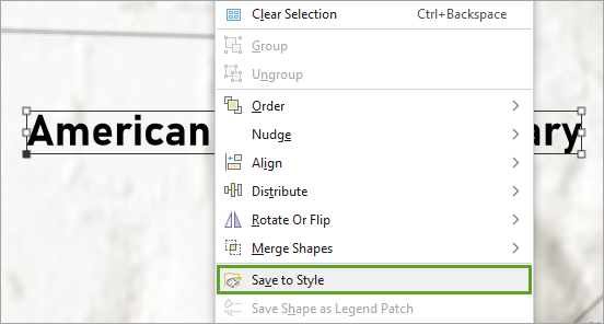 Save to Style option in the text element's context menu