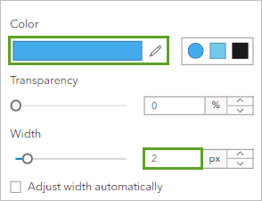 Change symbol color and width for the river layer