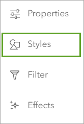 Styles on the Settings toolbar