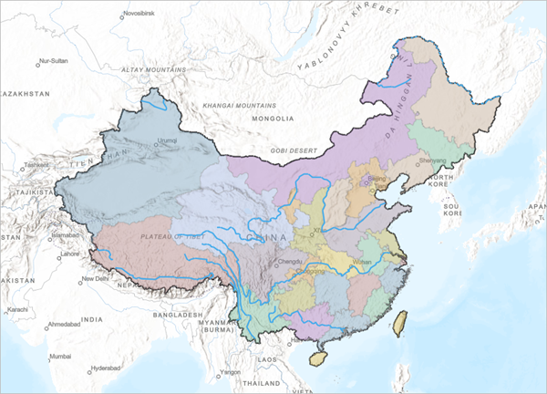 China's administrative divisions at 60 percent transparency