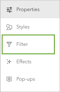 Filter on the Settings toolbar