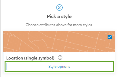 Style options for Location (single symbol) under Pick a style