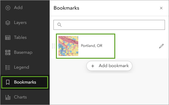 Bookmarks pane