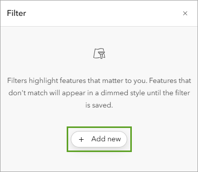 Add new button in the Filter pane