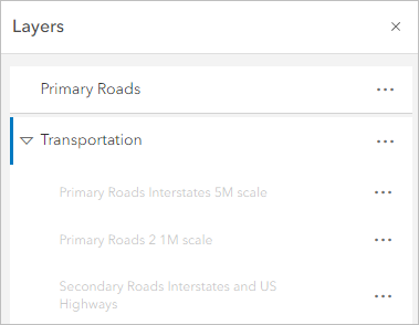 Primary Roads layer in the Layers pane