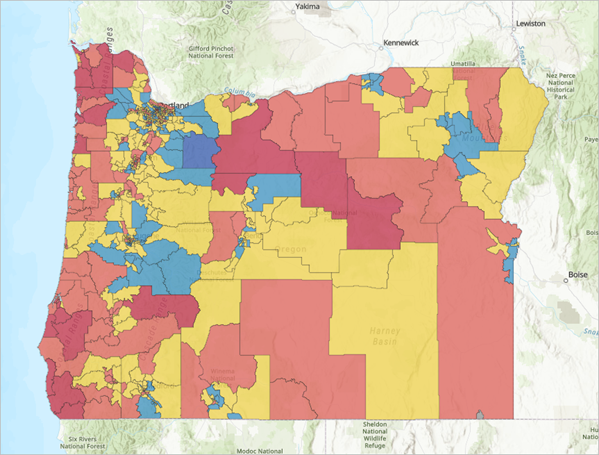 National Risk Index Census Tract layer filtered for the state of Oregon