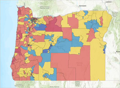 National Risk Index Census Tract layer filtered for the state of Oregon