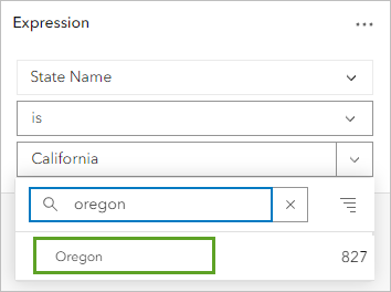 Oregon for the value in the expression builder