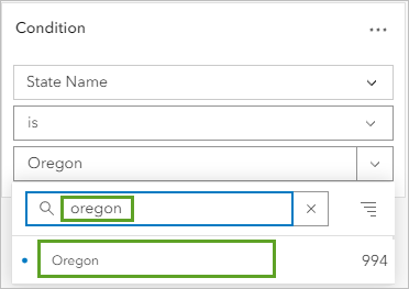 Oregon for the value in the expression builder