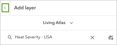 Back button in the Add layer pane