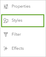 Styles on the Settings toolbar