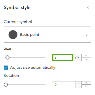 Symbol size set to 8 px