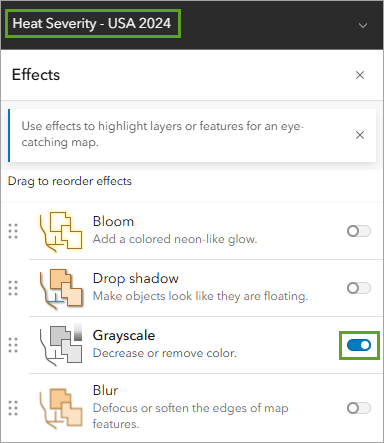 Grayscale turned on in the Effects pane
