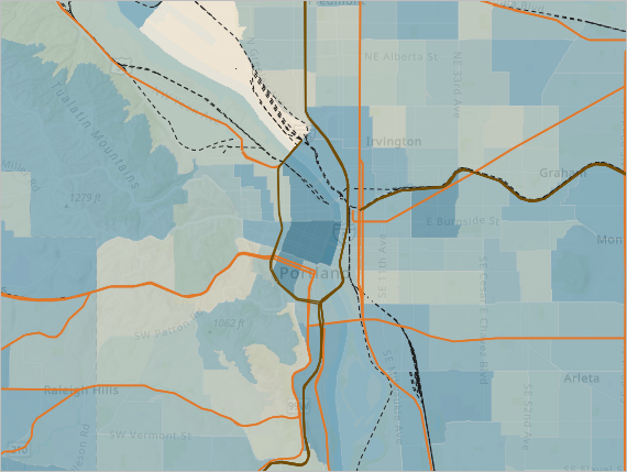 Transportation layer added to the map